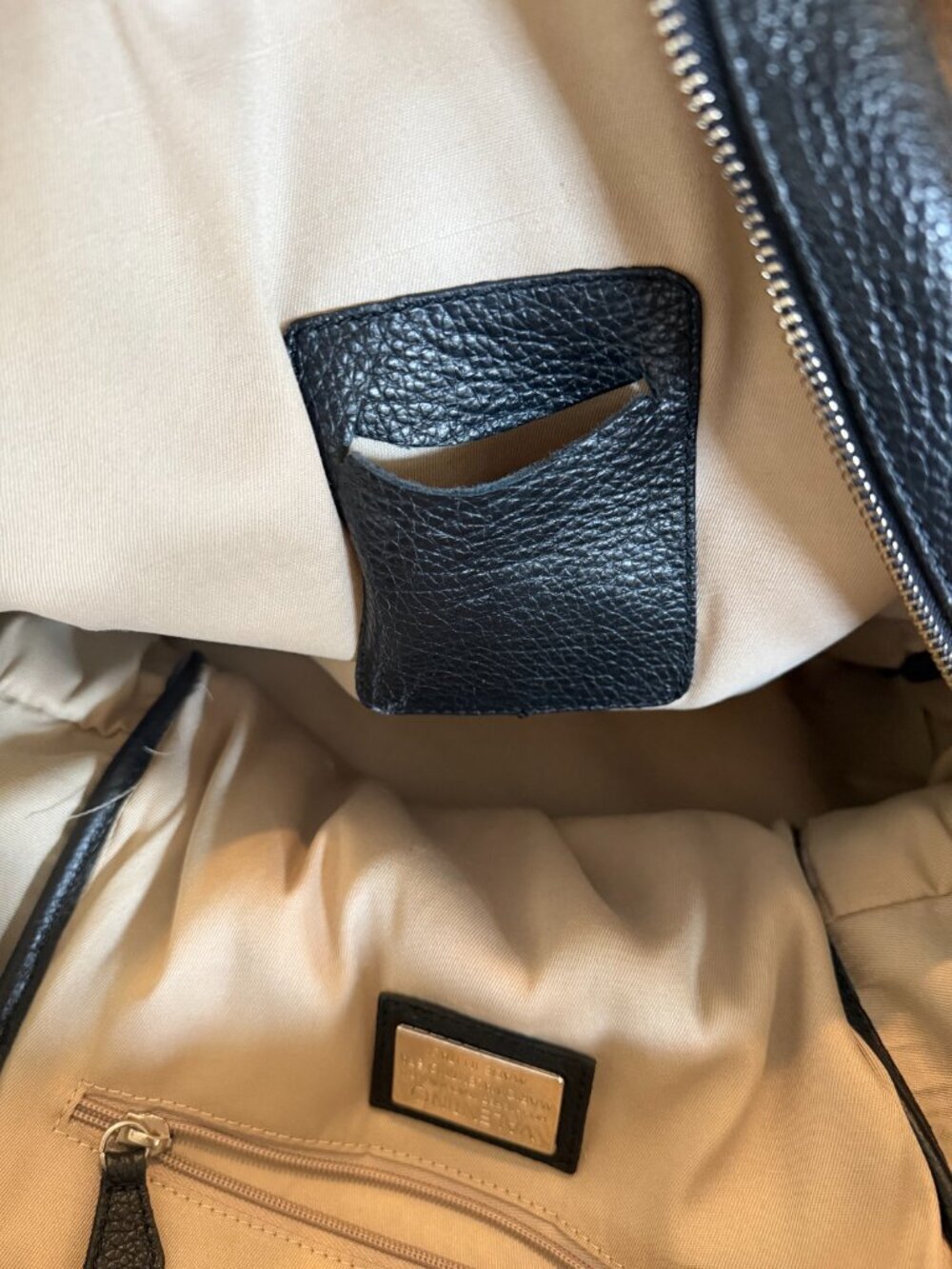 Valentino by Mario Valentino Black Pebbled Leather Backpack - Picture 3 of 12